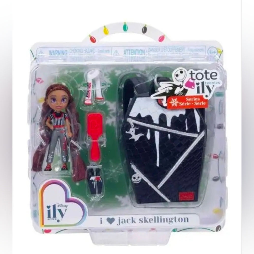 Disney Ily Tote ILY Teenies Purse and 2.25" Jack Skellington Doll and Bag Clip